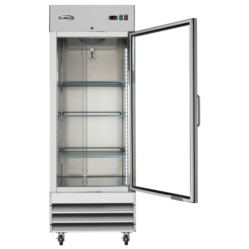 29 in. One Glass Door Reach-In Refrigerator, 21 Cu. Ft. in Stainless-Steel RIR1DGD