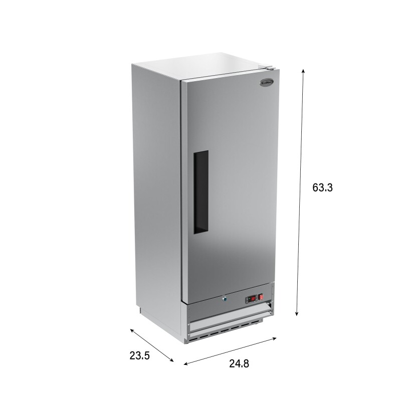 25 in. Commercial Stainless Steel 1-Door Reach-In Refrigerator, 12 cu. ft RIR1DSS12C