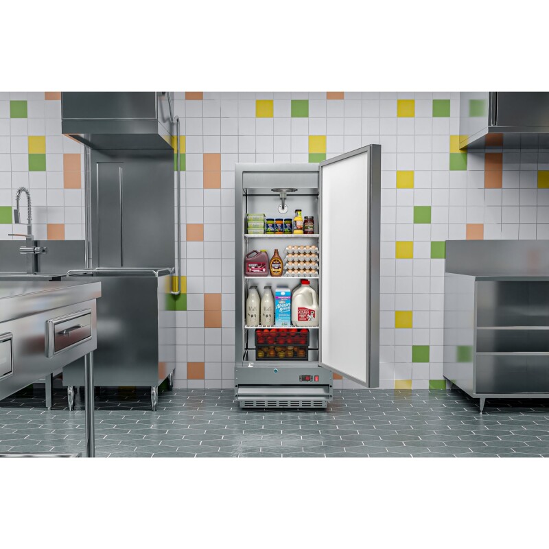 25 in. Commercial Stainless Steel 1-Door Reach-In Refrigerator, 12 cu. ft RIR1DSS12C