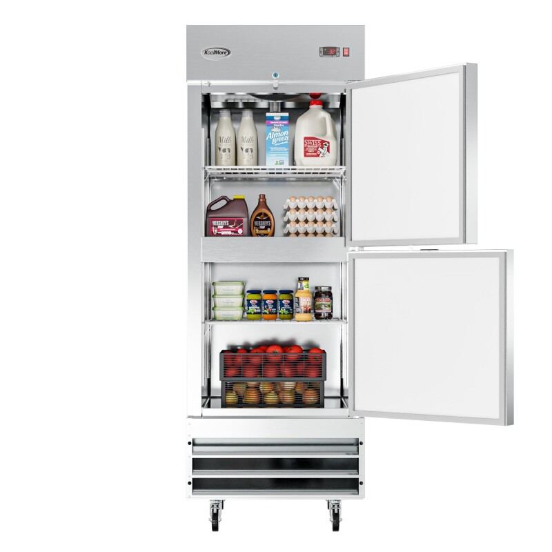 29 in. Commercial Stainless Steel Solid Half Door Reach-In Refrigerator, 23 cu. ft RIR1DSSHD
