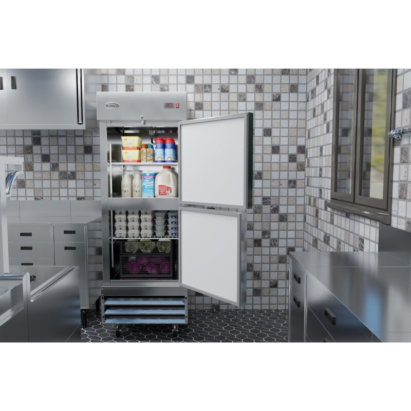29 in. Commercial Stainless Steel Solid Half Door Reach-In Refrigerator, 23 cu. ft RIR1DSSHD
