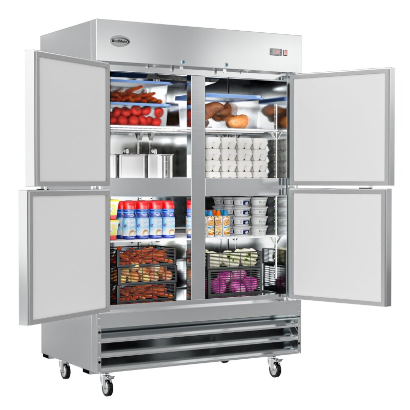 54 in. Commercial Stainless Steel Solid Half Door Reach-In Refrigerator 47 cu. ft RIR2DSSHD, product image 4 of 13