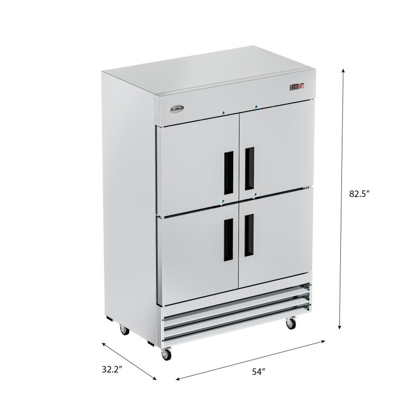 54 in. Commercial Stainless Steel Solid Half Door Reach-In Refrigerator 47 cu. ft RIR2DSSHD, product image 10 of 13
