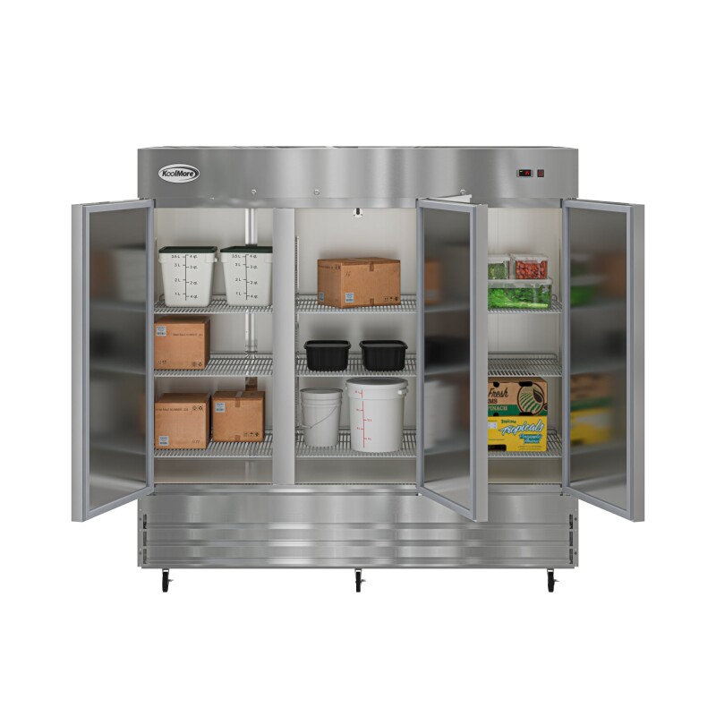 80 in. Three Door Commercial Reach In Refrigerator 72 cu. ft RIR3DSS, product image 2 of 13
