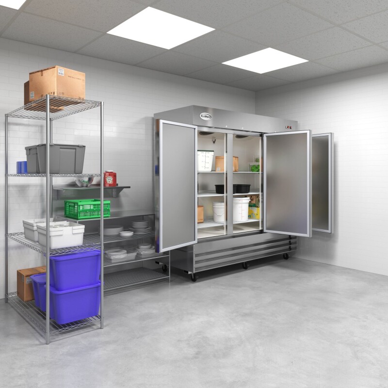 80 in. Three Door Commercial Reach In Refrigerator 72 cu. ft RIR3DSS, product image 10 of 13