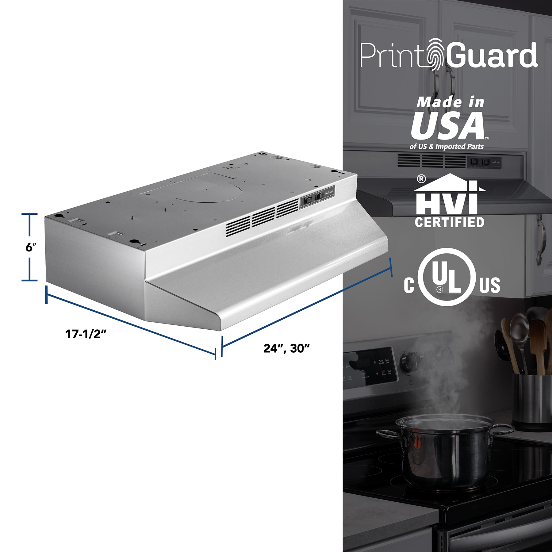 24Inch Ductless UnderCabinet Range Hood, Stainless Finish RL6224SF