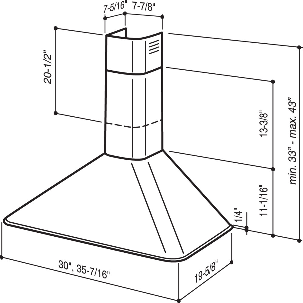 30-Inch Convertible Wall-Mount Chimney Range Hood w/ Heat Sentry, 290 CFM, White RM503001