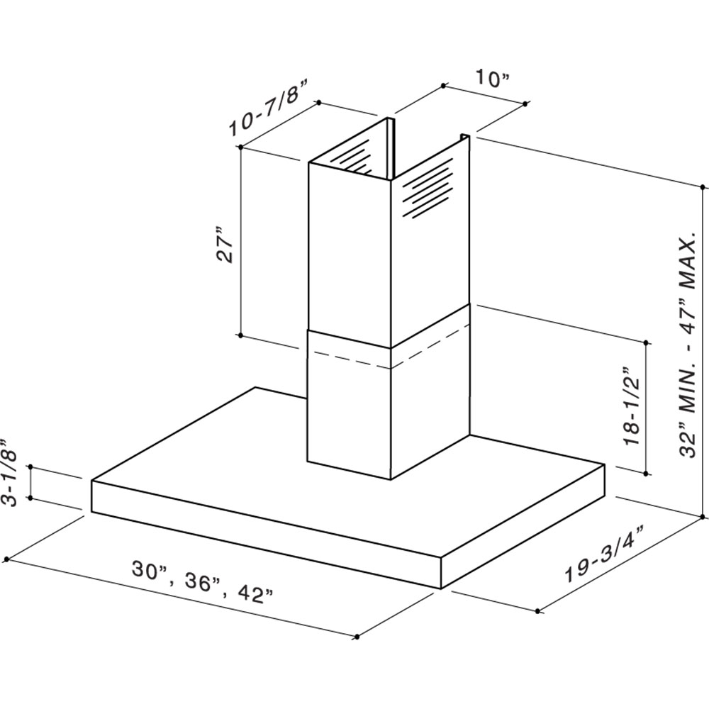 30-Inch Convertible Wall-Mount Chimney Range Hood w/ Heat Sentry, 370 CFM RM533004