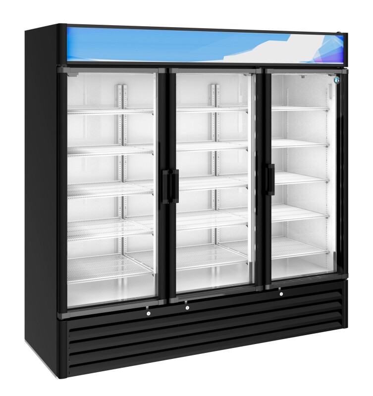 RM-65-HC-BLK, Refrigerator, Three Section Glass Door MerchandiserTitle RM65HCBLK