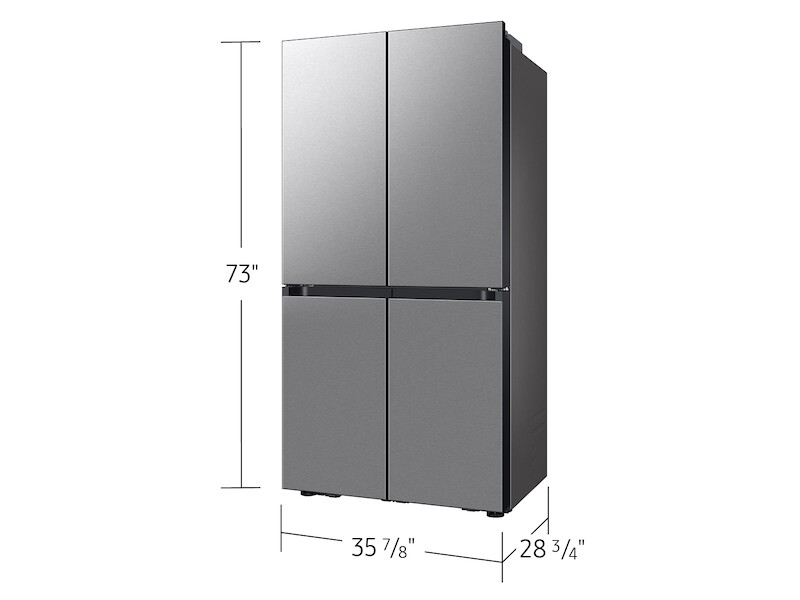 Bespoke 23 cu. ft. Counter Depth 4-Door French Door Refrigerator with AI Hybrid Cooling & Beverage Center in Stainless Steel view 2