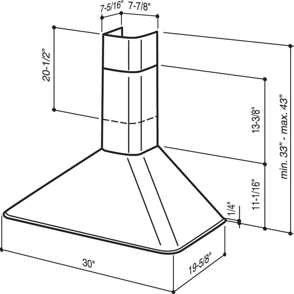 DISCONTINUED- 30-Inch Wall-Mount Chimney Range Hood, 290 CFM RME5030SS