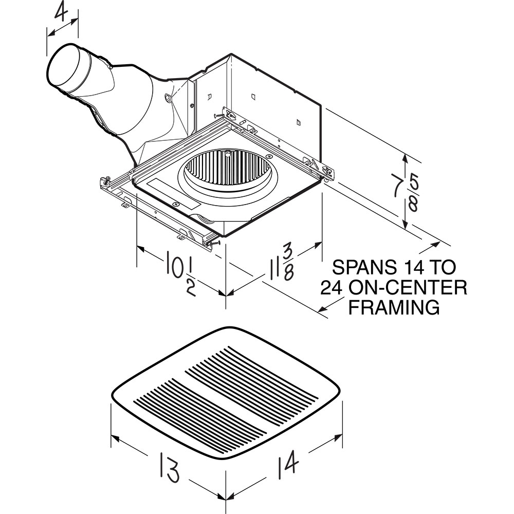 NuTone 110 CFM Ventilation Fan RN110, product image 4 of 5