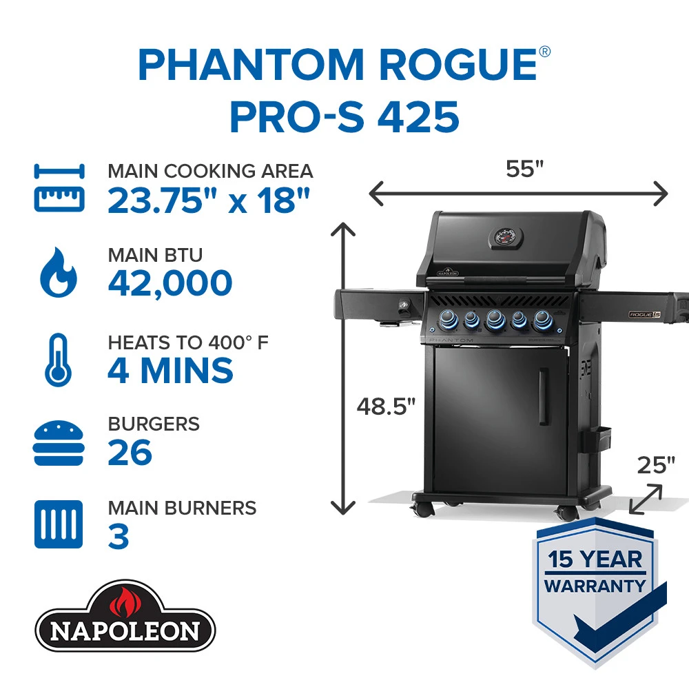 Phantom Rogue® PRO-S 425 RSIB with Infrared Side and Rear Burner RPS425RSIBNK2PHM