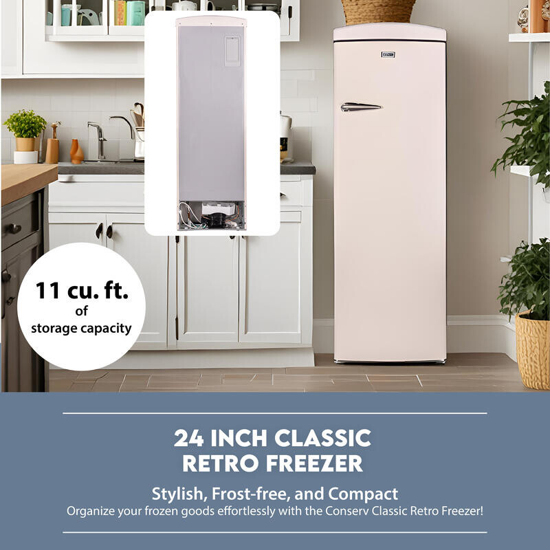 Conserv 11cf Classic Retro Refrigerator 24 in Frost Free Eco R600a 110V - Cream RR1100C