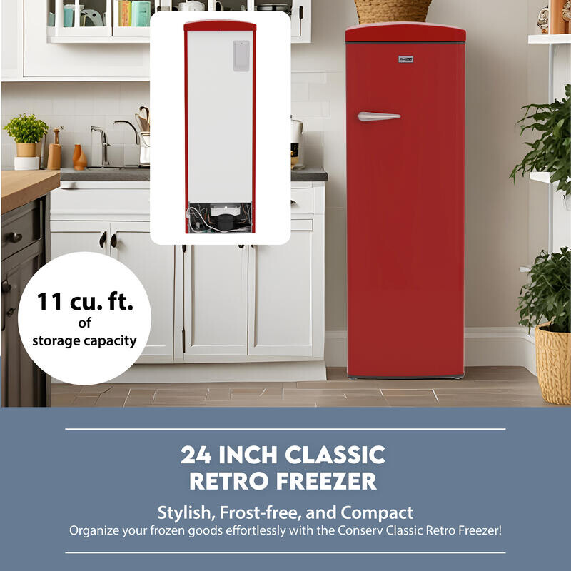 Conserv 11cf Classic Retro Refrigerator 24 in Frost Free Eco R600a 110V - RR1100R