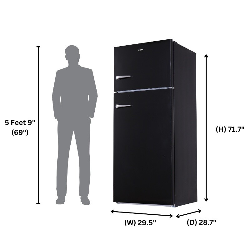 Conserv 30in RETRO Refrigerator 18cf Top Mount FACTORY INSTALLED ICE MAKER 110V Handle RRFI18B