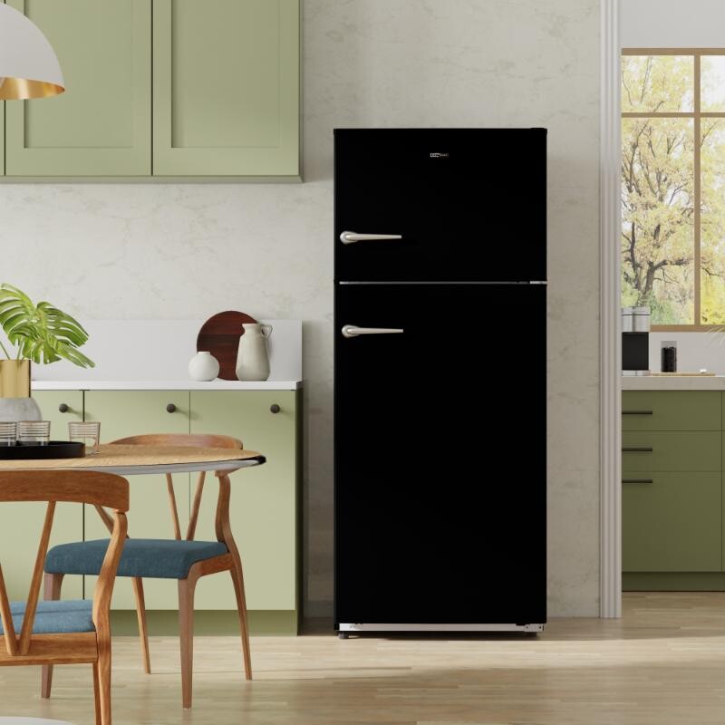 Conserv 30in RETRO Refrigerator 18cf Top Mount FACTORY INSTALLED ICE MAKER 110V Handle RRFI18B