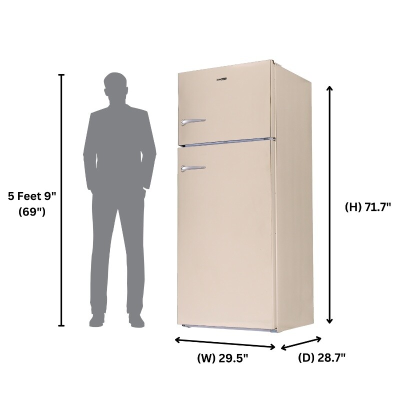 Conserv 30in RETRO Refrigerator 18cf Top Mount FACTORY INSTALLED ICE MAKER 110V Handle RRFI18C