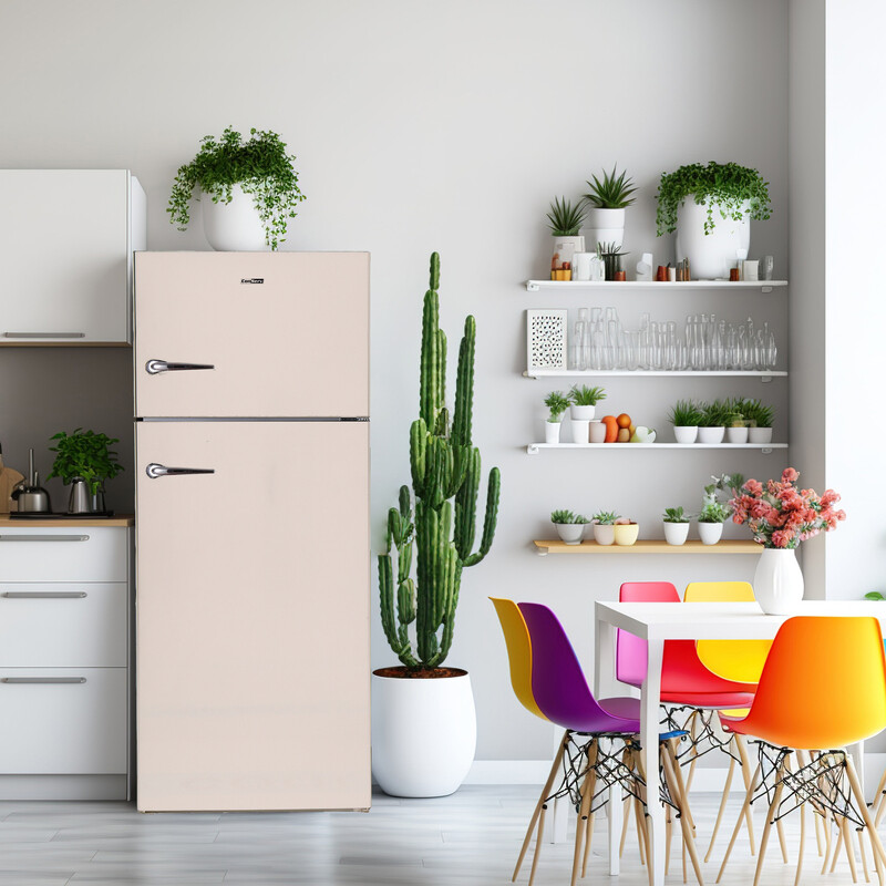 Conserv 30in RETRO Refrigerator 18cf Top Mount FACTORY INSTALLED ICE MAKER 110V Handle RRFI18C