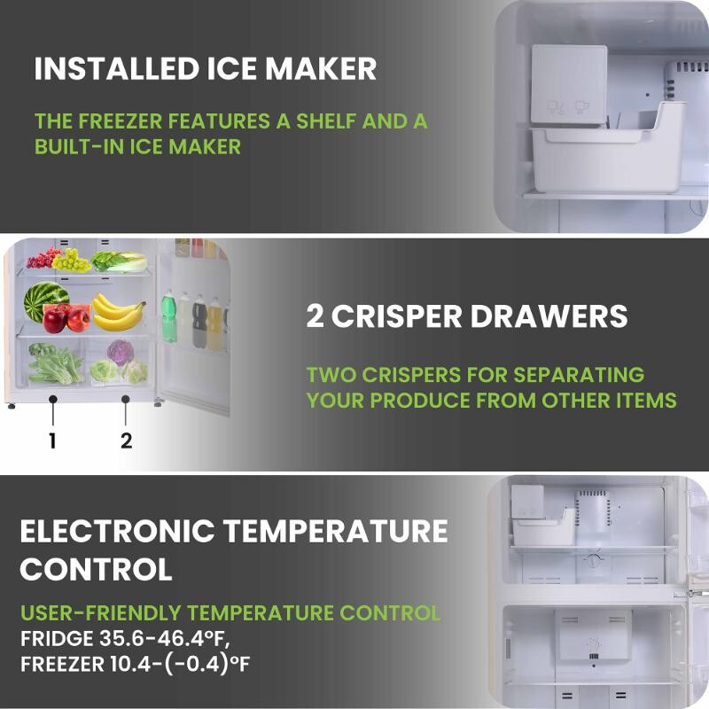 Conserv 30in RETRO Refrigerator 18cf Top Mount FACTORY INSTALLED ICE MAKER 110V Handle RRFI18C