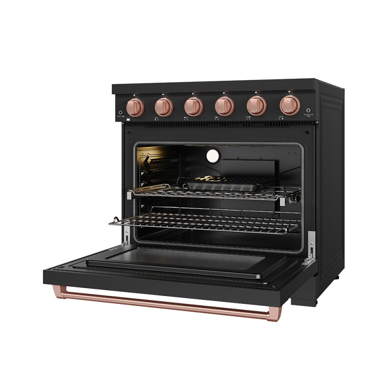 36 Inch Professional Electric Range In Black/rose Gold Gordon Ramsay Series RSE36PBRSG