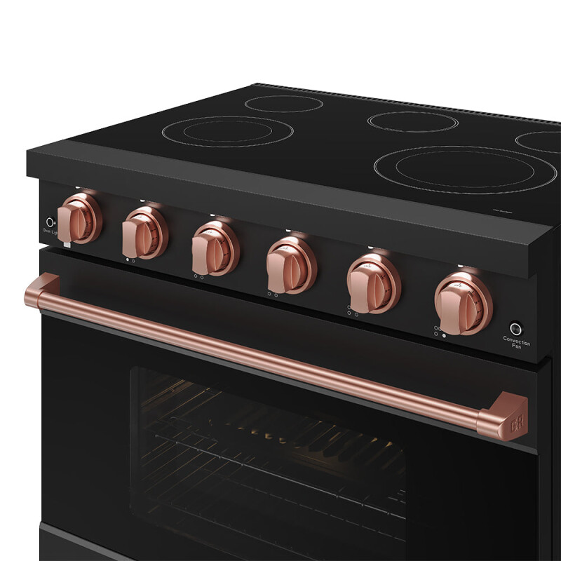 36 Inch Professional Electric Range In Black/rose Gold Gordon Ramsay Series RSE36PBRSG