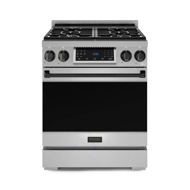 30 Inch Professional Gas Range With Tilt Panel Touch Control In Black Gordon Ramsay Series RSG30B