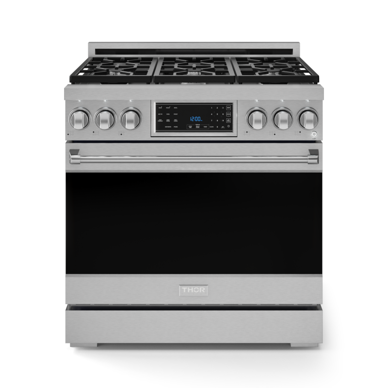 36 Inch Professional Gas Range With Tilt Panel Touch Control In Black Gordon Ramsay Series RSG36B