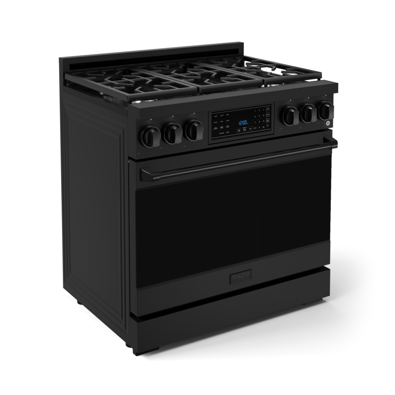 36 Inch Professional Gas Range With Tilt Panel Touch Control In Black Gordon Ramsay Series RSG36B