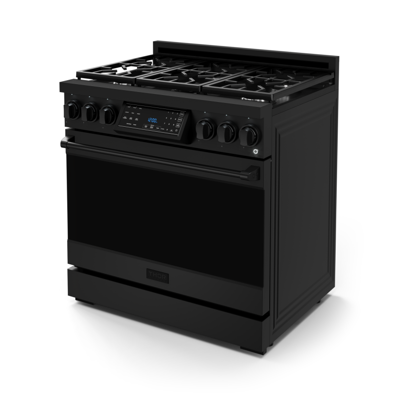 36 Inch Professional Gas Range With Tilt Panel Touch Control In Black Gordon Ramsay Series RSG36B