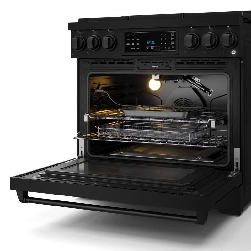36 Inch Professional Gas Range With Tilt Panel Touch Control In Black Gordon Ramsay Series RSG36B