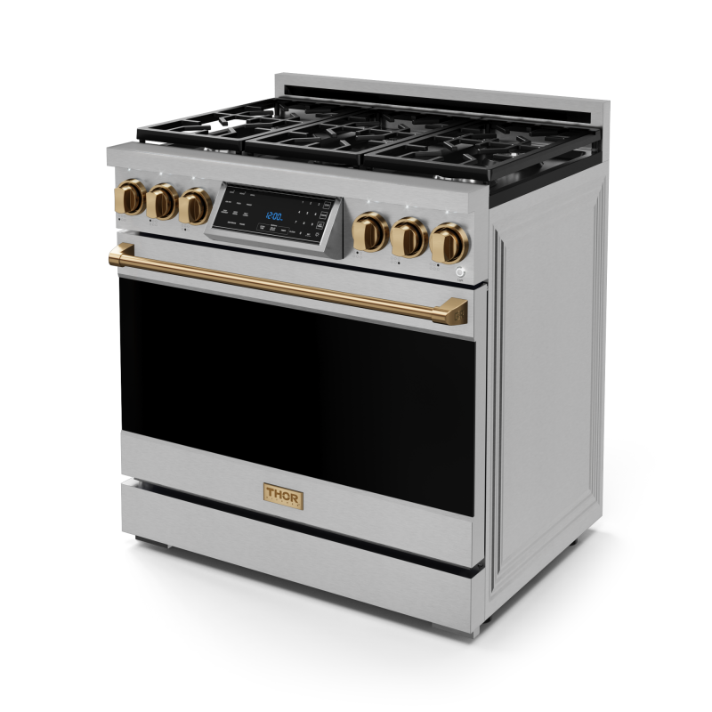 36 Inch Professional Gas Range With Tilt Panel Touch Control In Stainless Steel/bronze view 4