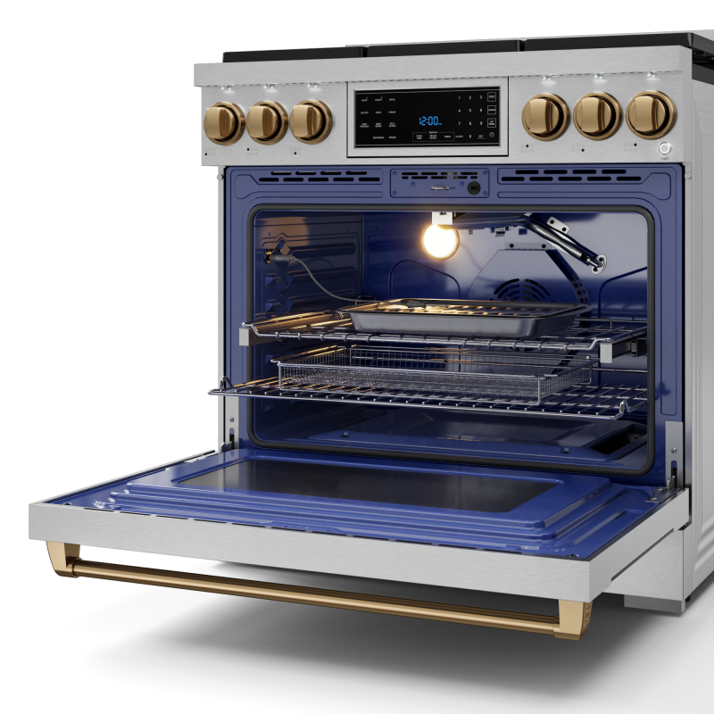 36 Inch Professional Gas Range With Tilt Panel Touch Control In Stainless Steel/bronze view 5