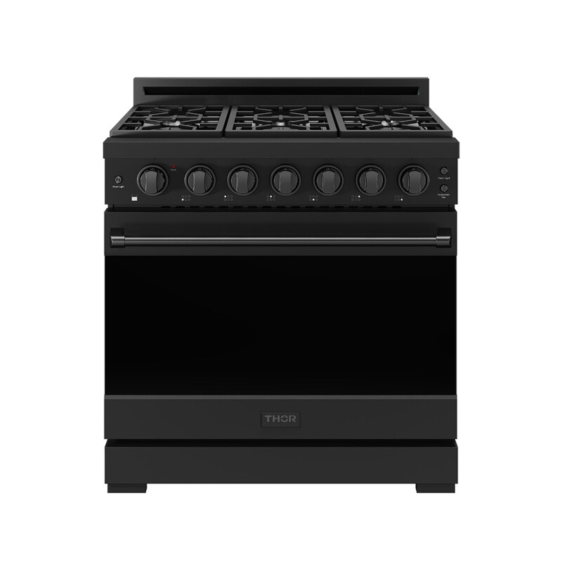 36 Inch Professional Gas Range With Precision Knob Control In Black Gordon Ramsay Series RSG36PB