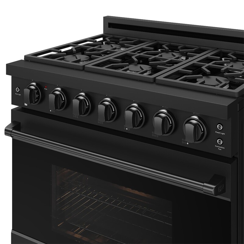 36 Inch Professional Gas Range With Precision Knob Control In Black Gordon Ramsay Series RSG36PB