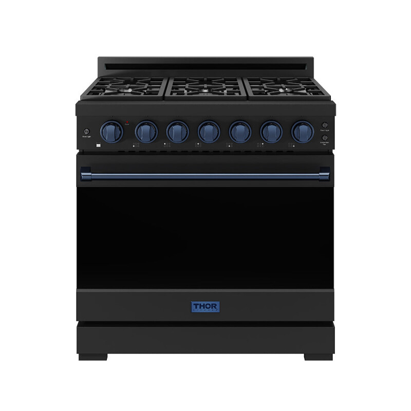 36 Inch Professional Gas Range With Precision Knob In Black And Blue Gordon Ramsay Series RSG36PBBLU