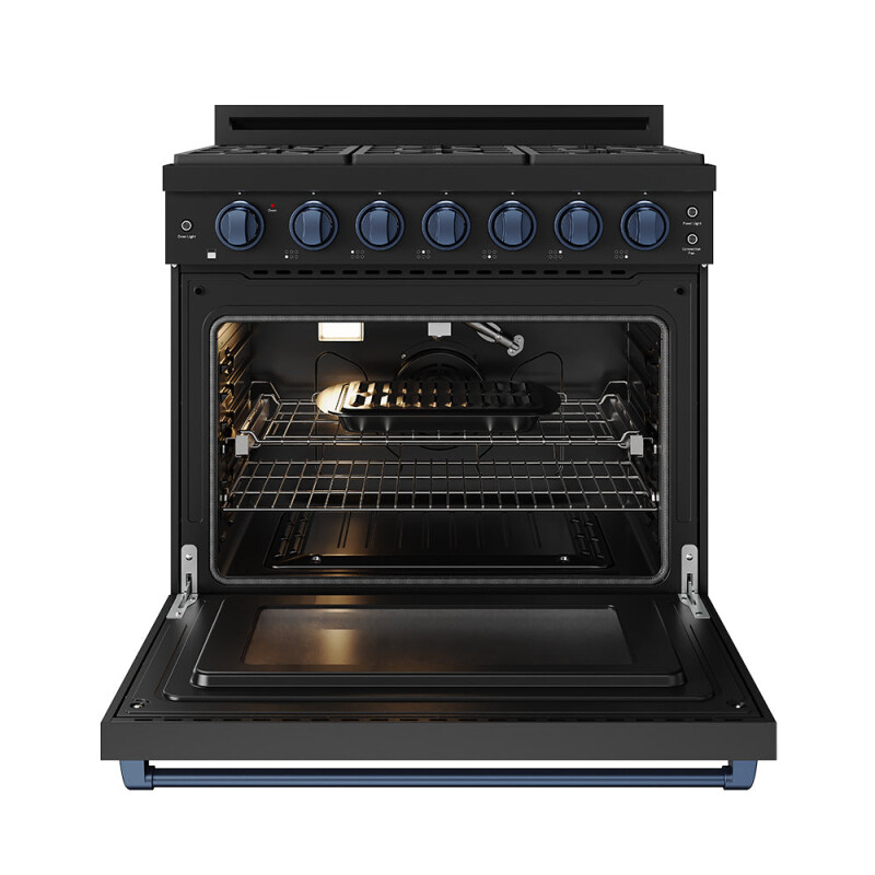36 Inch Professional Gas Range With Precision Knob In Black And Blue Gordon Ramsay Series RSG36PBBLU