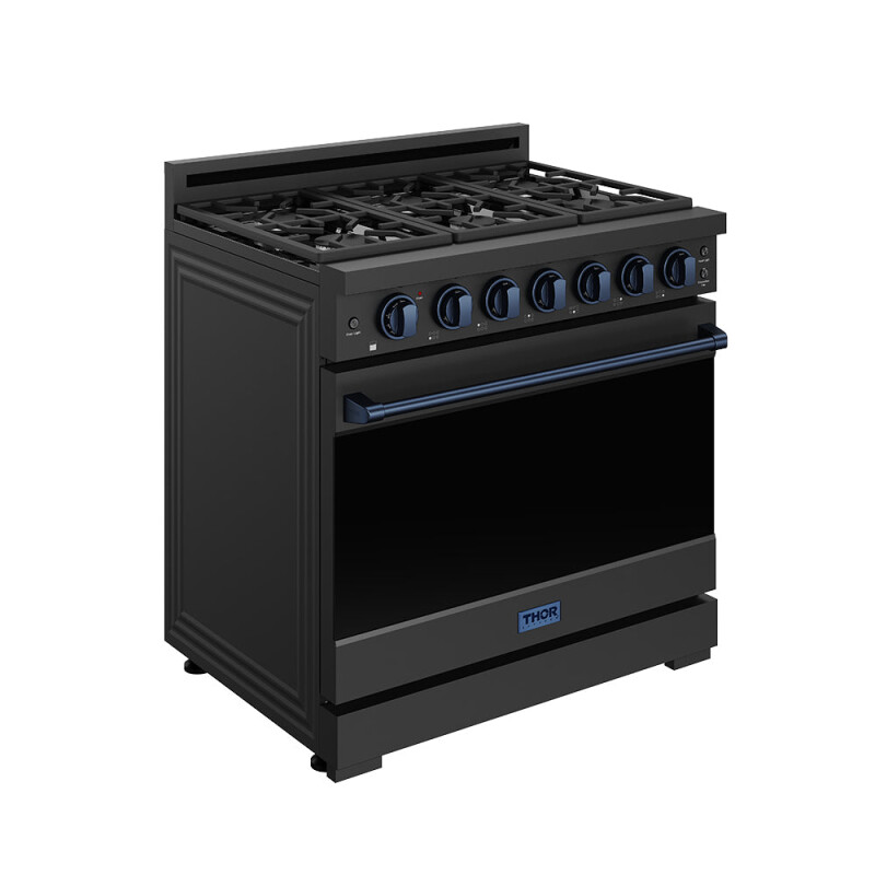 36 Inch Professional Gas Range With Precision Knob In Black And Blue Gordon Ramsay Series RSG36PBBLU