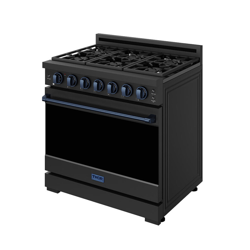 36 Inch Professional Gas Range With Precision Knob In Black And Blue Gordon Ramsay Series RSG36PBBLU