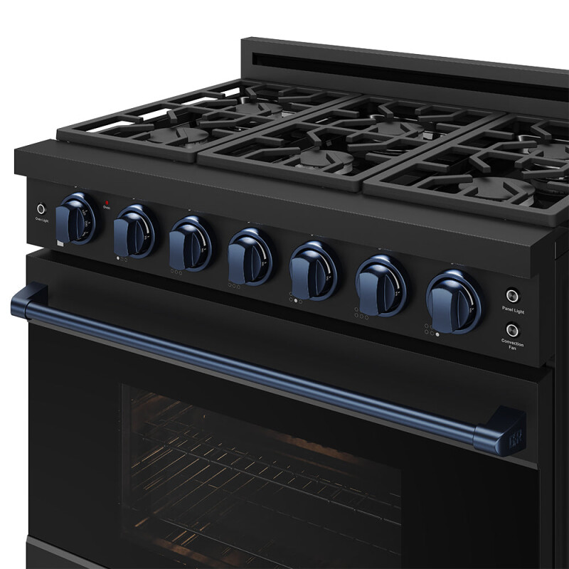 36 Inch Professional Gas Range With Precision Knob In Black And Blue Gordon Ramsay Series RSG36PBBLU
