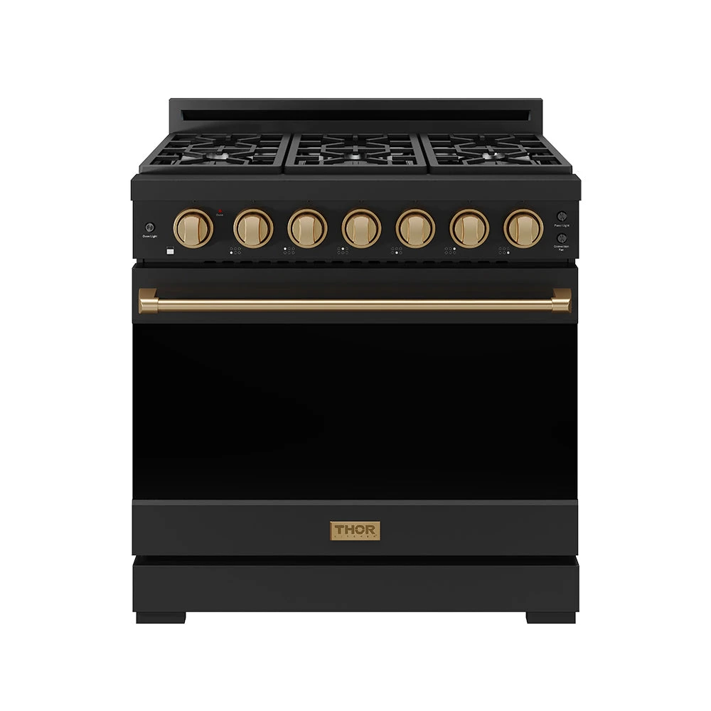 36 Inch Professional Gas Range With Precision Knob In Black And Bronze Gordon Ramsay Series RSG36PBBRZ