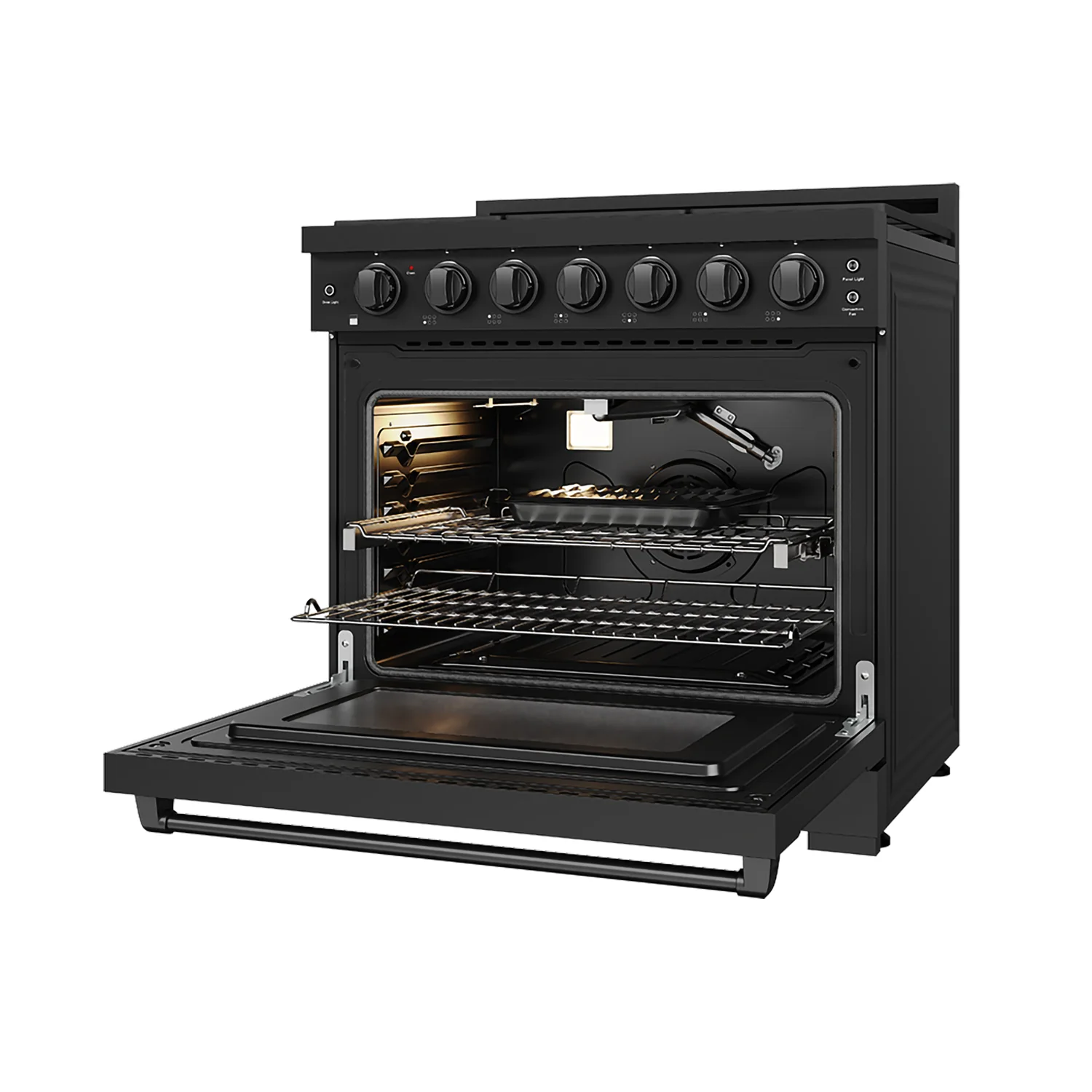 36 Inch Professional Liquid Propane Range With Precision Knob Control In Black Gordon Ramsay Series RSG36PBLP
