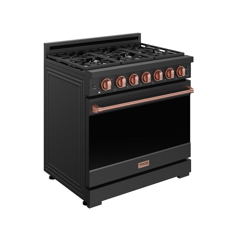 36 Inch Professional Liquid Propane Range With Precision Knob In Black And Rose Gold Gordon Ramsay Series RSG36PBLPRSG
