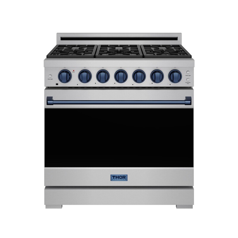 36 Inch Professional Gas Range With Precision Knob In Stainless Steel And Blue Gordon Ramsay Series RSG36PBLU