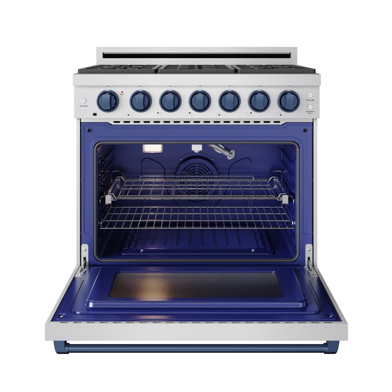 36 Inch Professional Gas Range With Precision Knob In Stainless Steel And Blue Gordon Ramsay Series RSG36PBLU