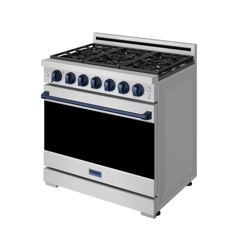 36 Inch Professional Gas Range With Precision Knob In Stainless Steel And Blue Gordon Ramsay Series RSG36PBLU