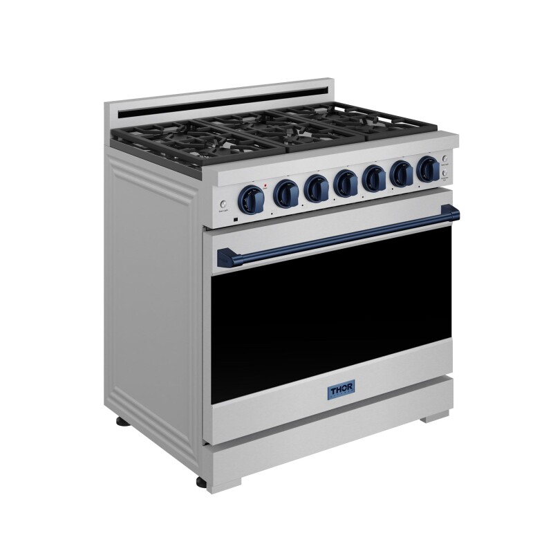 36 Inch Professional Gas Range With Precision Knob In Stainless Steel And Blue Gordon Ramsay Series RSG36PBLU