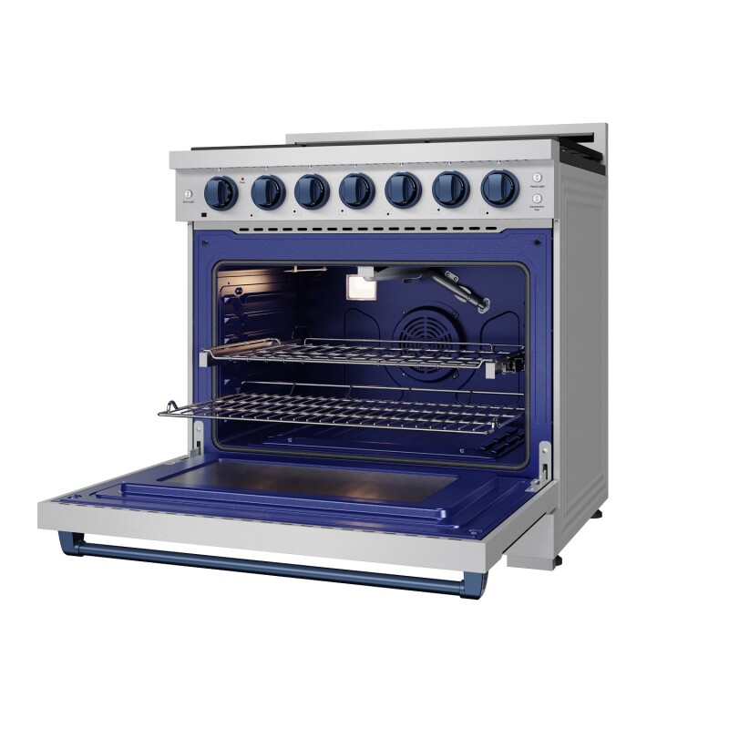 36 Inch Professional Gas Range With Precision Knob In Stainless Steel And Blue Gordon Ramsay Series RSG36PBLU