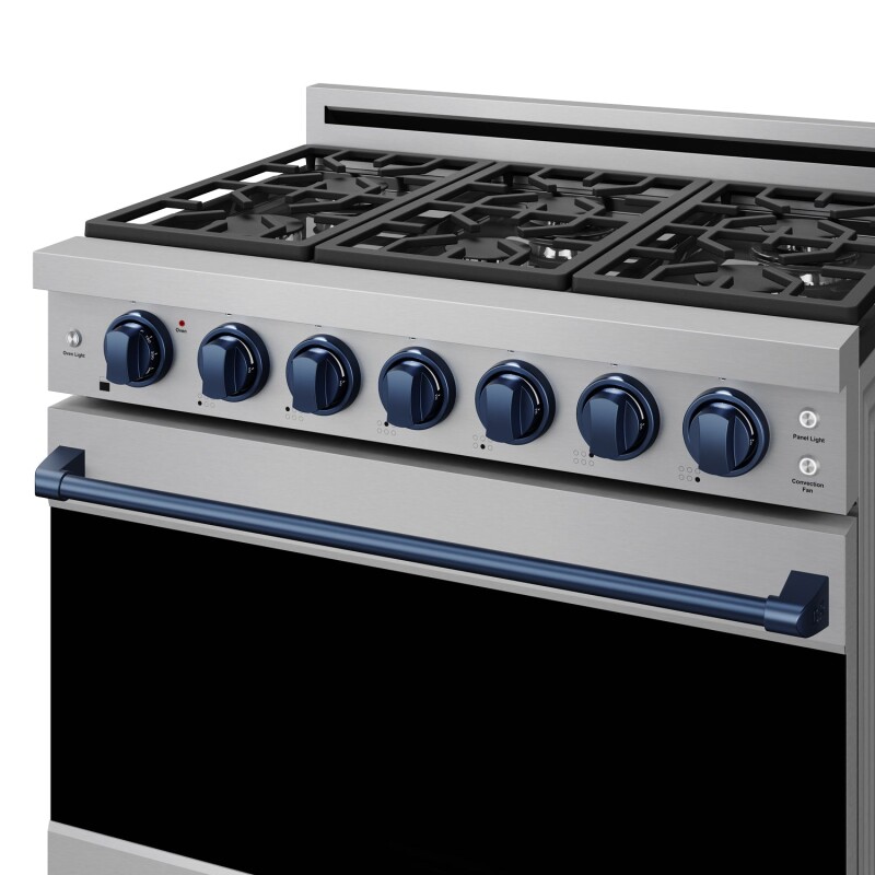 36 Inch Professional Gas Range With Precision Knob In Stainless Steel And Blue Gordon Ramsay Series RSG36PBLU