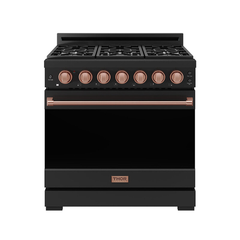 36 Inch Professional Gas Range With Precision Knob In Black And Rose Gold Gordon Ramsay Series RSG36PBRSG